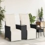 Sofá de jardín reclinable de 2 plazas con mesa ratán PE negro de vidaXL, Sofás de exterior - Ref: Foro24-365715, Precio: 212,...