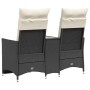 Sofá de jardín reclinable de 2 plazas con mesa ratán PE negro de vidaXL, Sofás de exterior - Ref: Foro24-365715, Precio: 212,...