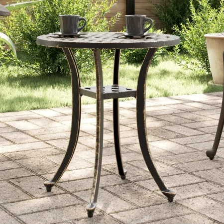 Mesa de jardín aluminio fundido bronce Ø48x53 cm de vidaXL, Mesas de jardín - Ref: Foro24-4002823, Precio: 61,11 €, Descuento: %