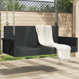 Banco columpio de ratán sintético negro 119x56x48 cm de vidaXL, Bancos de jardín - Ref: Foro24-365625, Precio: 117,14 €, Desc...