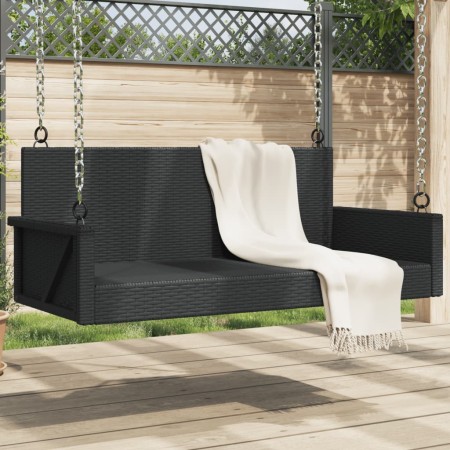 Banco columpio de ratán sintético negro 119x56x48 cm de vidaXL, Bancos de jardín - Ref: Foro24-365625, Precio: 123,46 €, Desc...