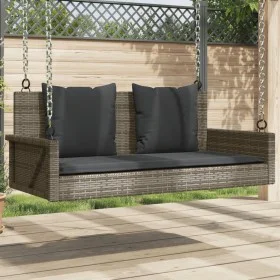 Schaukelbank mit grauen Kissen aus synthetischem Rattan 119x56x48 cm. von vidaXL, Gartenbänke - Ref: Foro24-365631, Preis: 12...