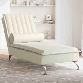 Sofá diván de masaje con cojín de terciopelo crema de vidaXL, Divanes - Ref: Foro24-379466, Precio: 161,83 €, Descuento: %