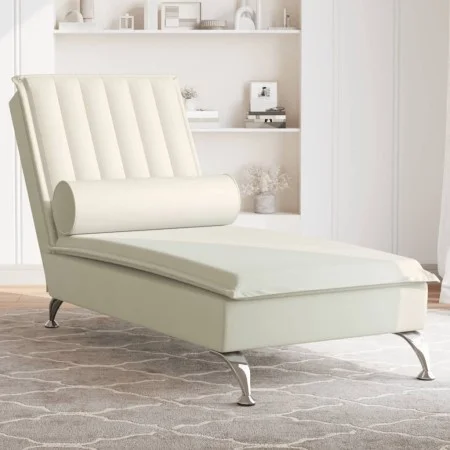 Sofá diván de masaje con cojín de terciopelo crema de vidaXL, Divanes - Ref: Foro24-379466, Precio: 158,79 €, Descuento: %