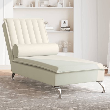 Sofá diván de masaje con cojín de terciopelo crema de vidaXL, Divanes - Ref: Foro24-379466, Precio: 161,83 €, Descuento: %