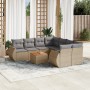 Set de sofás de jardín 9 pzas con cojines ratán sintético beige en Conjuntos de jardín | Comprar online en Foru.es