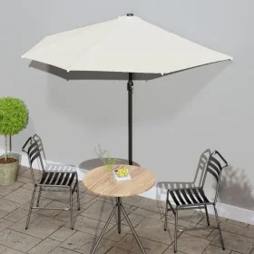 Sombrilla de balcón semicircular palo aluminio arena 270x144cm de vidaXL, Sombrillas - Ref: Foro24-44587, Precio: 48,23 €, De...