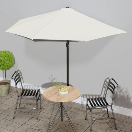 Sombrilla de balcón semicircular palo aluminio arena 300x155cm de vidaXL, Sombrillas - Ref: Foro24-44591, Precio: 63,44 €, De...