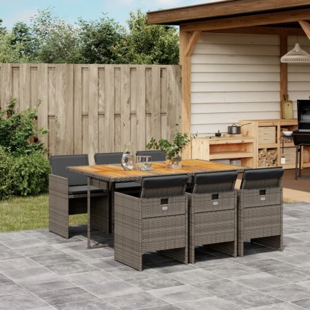 Set comedor jardín 7 pzas y cojines ratán sintético gris de vidaXL, Conjuntos de jardín - Ref: Foro24-3277681, Precio: 676,79...