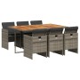 Set comedor jardín 7 pzas y cojines ratán sintético gris de vidaXL, Conjuntos de jardín - Ref: Foro24-3277681, Precio: 676,79...