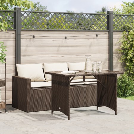 Set comedor de jardín y cojines 2 pzas ratán sintético marrón de vidaXL, Conjuntos de jardín - Ref: Foro24-366330, Precio: 25...
