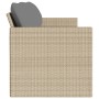 Sofá de jardín de 3 plazas con cojines ratán sintético beige de vidaXL, Sofás de exterior - Ref: Foro24-366345, Precio: 215,3...