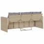 Sofá de jardín de 3 plazas con cojines ratán sintético beige de vidaXL, Sofás de exterior - Ref: Foro24-366345, Precio: 215,3...
