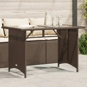 Mesa de jardín superficie vidrio ratán PE marrón 110x68x70 cm de vidaXL, Mesas de jardín - Ref: Foro24-366351, Precio: 97,91 ...