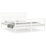 Estructura cama de matrimonio con cabecero madera maciza blanco de vidaXL, Camas y somieres - Ref: Foro24-3194327, Precio: 18...