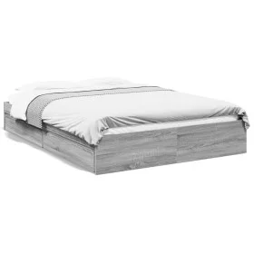 Sonoma gray engineered wood bed with drawers 160x200 cm by vidaXL, Beds and slatted bases - Ref: Foro24-3280648, Price: 174,7...