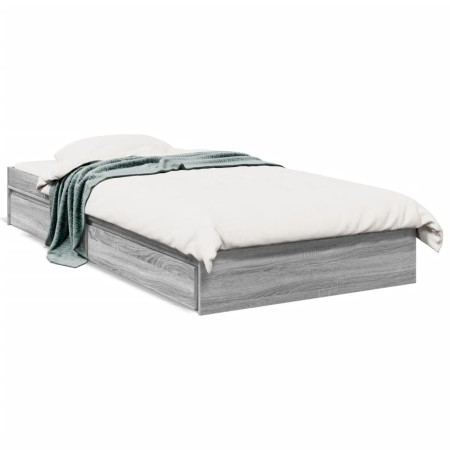 Cama con cajones madera ingeniería gris Sonoma 90x200 cm de vidaXL, Camas y somieres - Ref: Foro24-3280683, Precio: 133,18 €,...