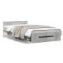 Cama con cajón madera de ingeniería gris hormigón 90x190 cm de vidaXL, Camas y somieres - Ref: Foro24-3280786, Precio: 128,14...