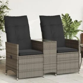 2-seater reclining garden sofa with gray PE rattan table by vidaXL, Outdoor sofas - Ref: Foro24-365712, Price: 241,30 €, Disc...