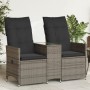 Sofá de jardín reclinable de 2 plazas con mesa ratán PE gris de vidaXL, Sofás de exterior - Ref: Foro24-365712, Precio: 246,3...