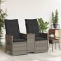Sofá de jardín reclinable de 2 plazas con mesa ratán PE gris de vidaXL, Sofás de exterior - Ref: Foro24-365712, Precio: 246,3...