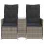 Sofá de jardín reclinable de 2 plazas con mesa ratán PE gris de vidaXL, Sofás de exterior - Ref: Foro24-365712, Precio: 246,3...