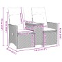 Sofá de jardín reclinable de 2 plazas con mesa ratán PE gris de vidaXL, Sofás de exterior - Ref: Foro24-365712, Precio: 246,3...
