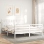 Estructura cama de matrimonio con cabecero madera maciza blanco de vidaXL, Camas y somieres - Ref: Foro24-3194327, Precio: 18...