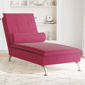 Sofá diván de masaje con cojín de terciopelo rojo tinto de vidaXL, Divanes - Ref: Foro24-379454, Precio: 103,93 €, Descuento: %