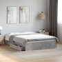 Cama con cajones madera ingeniería gris hormigón 135x190 cm de vidaXL, Camas y somieres - Ref: Foro24-3280695, Precio: 162,72...