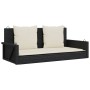 Banco columpio con cojines ratán sintético negro 119x56x48 cm de vidaXL, Bancos de jardín - Ref: Foro24-365629, Precio: 129,6...