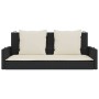 Banco columpio con cojines ratán sintético negro 119x56x48 cm de vidaXL, Bancos de jardín - Ref: Foro24-365629, Precio: 129,6...
