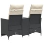 Sofá de jardín reclinable de 2 plazas con mesa ratán PE negro de vidaXL, Sofás de exterior - Ref: Foro24-365710, Precio: 206,...