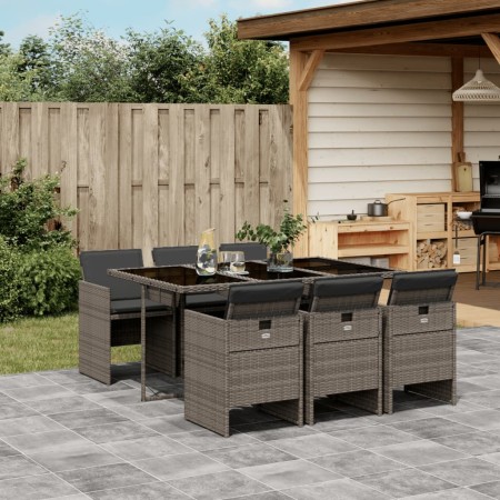 Set comedor jardín 7 pzas y cojines ratán sintético gris de vidaXL, Conjuntos de jardín - Ref: Foro24-3277675, Precio: 533,95...