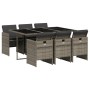 Set comedor jardín 7 pzas y cojines ratán sintético gris de vidaXL, Conjuntos de jardín - Ref: Foro24-3277675, Precio: 533,95...