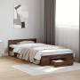 Cama con cajón madera de ingeniería marrón roble 90x190 cm de vidaXL, Camas y somieres - Ref: Foro24-3280789, Precio: 132,37 ...
