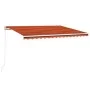 Toldo retráctil manual con LED naranja y marrón 450x300 cm de vidaXL, Toldos - Ref: Foro24-3068925, Precio: 365,30 €, Descuen...