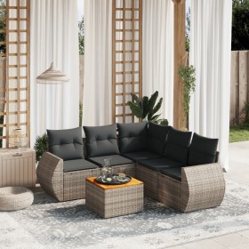 Set de muebles de jardín 6 pzas y cojines ratán sintético gris en Conjuntos de jardín | Comprar online en Foru.es
