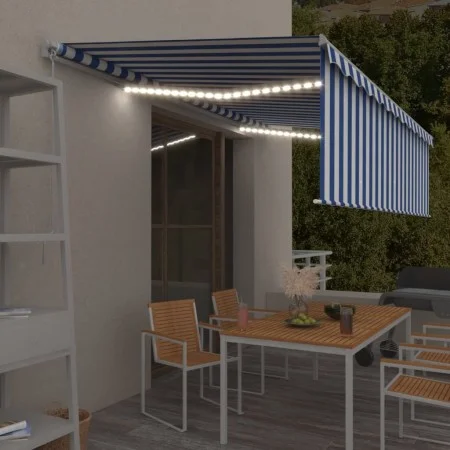 Manuelle einziehbare Markise mit Jalousie und blau-weißer LED 5x3 m von vidaXL, Markisen - Ref: Foro24-3069341, Preis: 448,03...