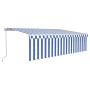 Toldo retráctil manual con persiana y LED azul y blanco 5x3 m de vidaXL, Toldos - Ref: Foro24-3069341, Precio: 456,45 €, Desc...