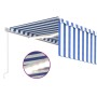 Toldo retráctil manual con persiana y LED azul y blanco 5x3 m de vidaXL, Toldos - Ref: Foro24-3069341, Precio: 456,45 €, Desc...