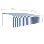 Toldo retráctil manual con persiana y LED azul y blanco 5x3 m de vidaXL, Toldos - Ref: Foro24-3069341, Precio: 456,45 €, Desc...