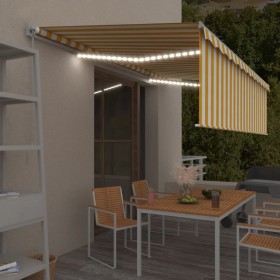 Toldo retráctil manual persiana y LED amarillo y blanco 5x3 m de vidaXL, Toldos - Ref: Foro24-3069343, Precio: 454,80 €, Desc...