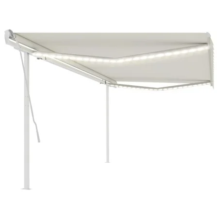 Toldo retráctil manual con luz LED crema 5x3 m de vidaXL, Toldos - Ref: Foro24-3069982, Precio: 519,91 €, Descuento: %