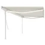 Toldo retráctil manual con luz LED crema 5x3 m de vidaXL, Toldos - Ref: Foro24-3069982, Precio: 519,91 €, Descuento: %