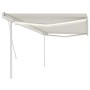 Toldo retráctil manual con luz LED crema 5x3 m de vidaXL, Toldos - Ref: Foro24-3069982, Precio: 538,64 €, Descuento: %