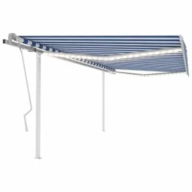 Toldo retráctil manual con luz LED azul y blanco 4,5x3 m de vidaXL, Toldos - Ref: Foro24-3069961, Precio: 479,84 €, Descuento: %