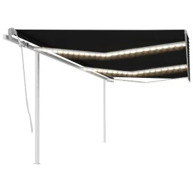 Toldo retráctil manual con luz LED gris antracita 6x3 m de vidaXL, Toldos - Ref: Foro24-3070004, Precio: 654,68 €, Descuento: %