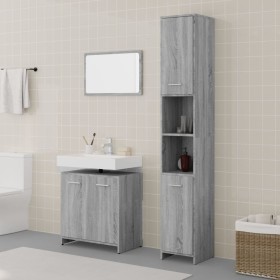 Set de muebles de baño 3 pzas madera contrachapada gris sonoma de vidaXL, Muebles de baño - Ref: Foro24-3152717, Precio: 143,...