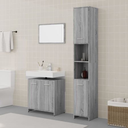 Set de muebles de baño 3 pzas madera contrachapada gris sonoma de vidaXL, Muebles de baño - Ref: Foro24-3152717, Precio: 143,...